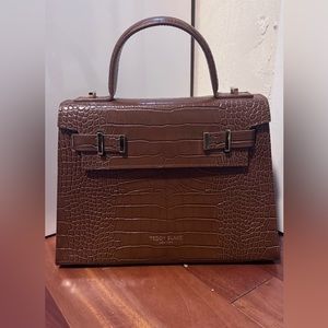 TEDDY BLAKE croc brown purse with cross body strap -pristine